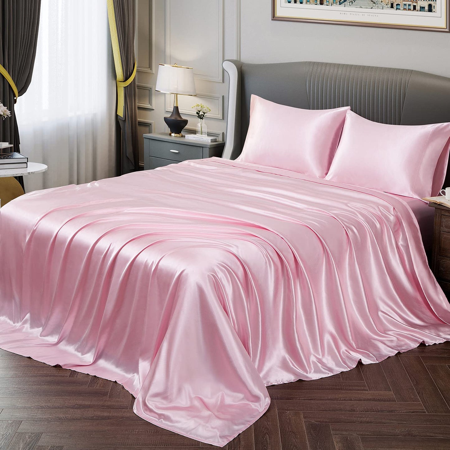 Satin Bed Sheet + Pillow Case Set